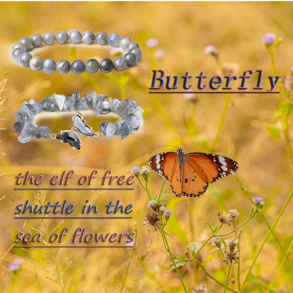 🆕New Labradorite Gemstone Bracelet with Butterfly Charm - Picture 4 of 6
